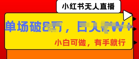 小红书无人直播，纯小白可做，有手就行，单场直播销售额破8w-南友云赚