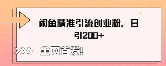 闲鱼精准引流创业粉，轻松日引200+-南友云赚