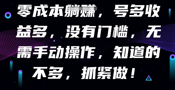 零成本全自动，号多收益多，没有门槛，无需手动-南友云赚