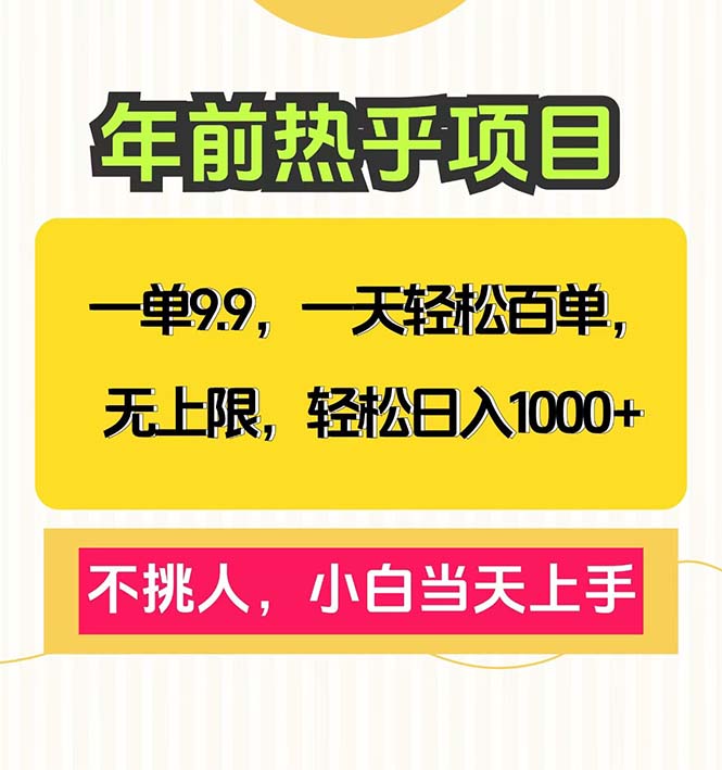 一单9.9，一天百单无上限，不挑人，小白当天上手，轻松日入1000+-南友云赚