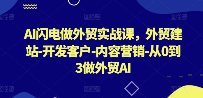 AI闪电做外贸实战课，​外贸建站-开发客户-内容营销-从0到3做外贸AI(更新)-南友云赚