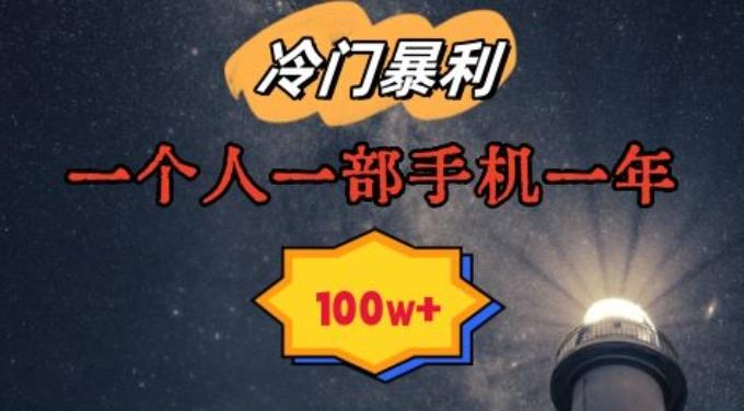 暴利冷门赛道，一单268，一个人一部手机一年100w【揭秘】-南友云赚