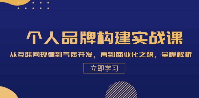 个人品牌构建实战课：从互联网规律到气质开发，再到商业化之路，全程解析-南友云赚
