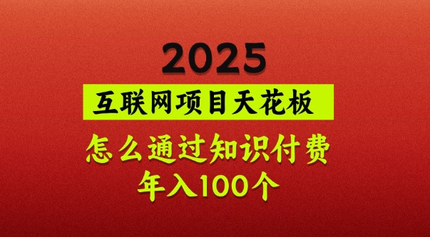 2025项目天花板，普通怎么通过知识付费翻身，年入百个【揭秘】-南友云赚