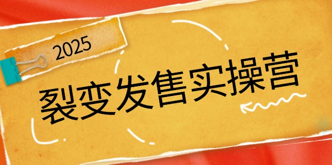 裂变发售实操营，全景解析裂变逻辑，打造动销新玩法，助力私域流量引爆-南友云赚