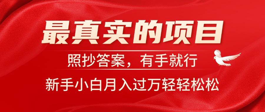 最真实的项目，照抄答案，有手就行，新手小白月入过万轻轻松松-南友云赚