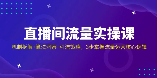 直播间流量实操课：机制拆解+算法洞察+引流策略，3步掌握流量运营核心逻辑-南友云赚