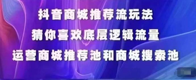 抖音商城运营课程，猜你喜欢入池商城搜索商城推荐人群标签覆盖-南友云赚