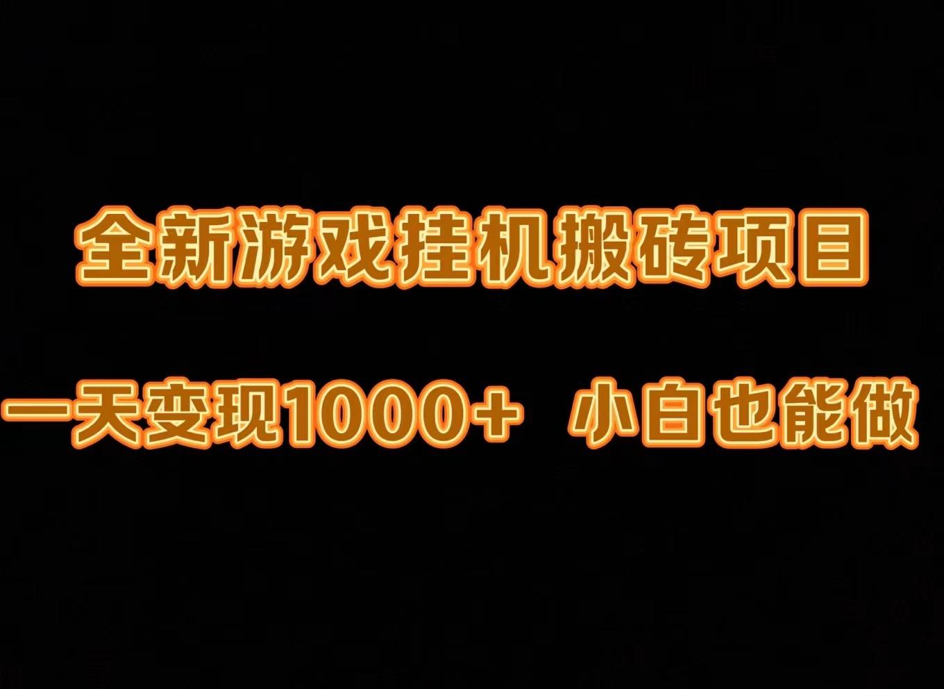 (9580期)最新游戏全自动挂机打金搬砖，一天变现1000+，小白也能轻松上手。-南友云赚