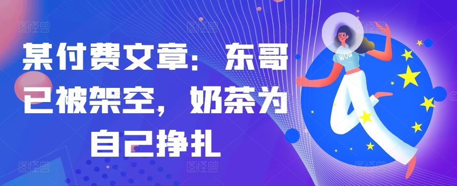 某付费文章：东哥已被架空，奶茶为自己挣扎!!-南友云赚