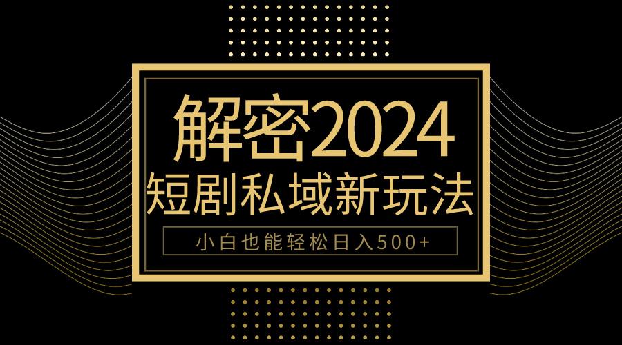 (9951期)10分钟教会你2024玩转短剧私域变现，小白也能轻松日入500+-南友云赚