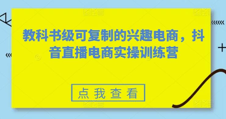 教科书级可复制的兴趣电商，抖音直播电商实操训练营-南友云赚
