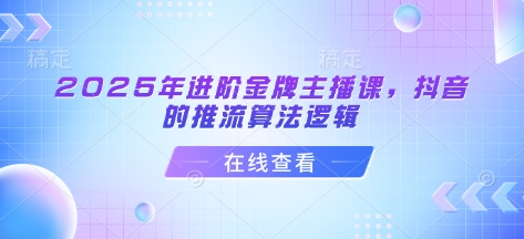 2025年进阶金牌主播课，抖音的推流算法逻辑-南友云赚