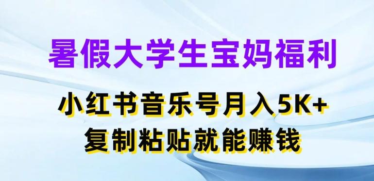 暑假大学生宝妈福利，小红书音乐号月入5000+，复制粘贴就能赚钱【揭秘】-南友云赚
