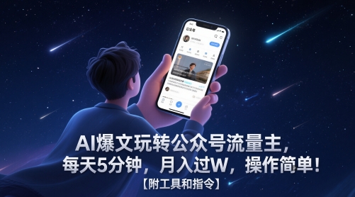 AI爆文玩转公众号流量主，每天5分钟，月入过W，操作简单！【附工具和指令】-南友云赚