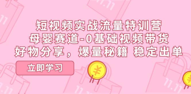 短视频实战流量特训营，母婴赛道-0基础带货，好物分享，爆量秘籍 稳定出单-南友云赚