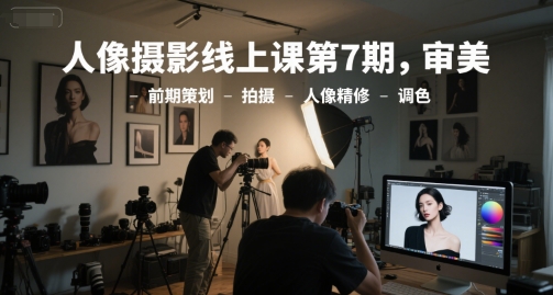 人像摄影线上课第7期，审美-前期策划-拍摄-人像精修-调色-南友云赚