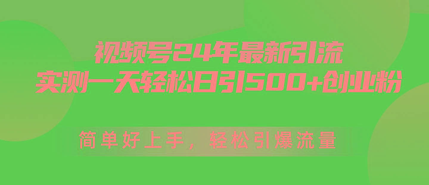 视频号24年最新引流，一天轻松日引500+创业粉，简单好上手，轻松引爆流量-南友云赚