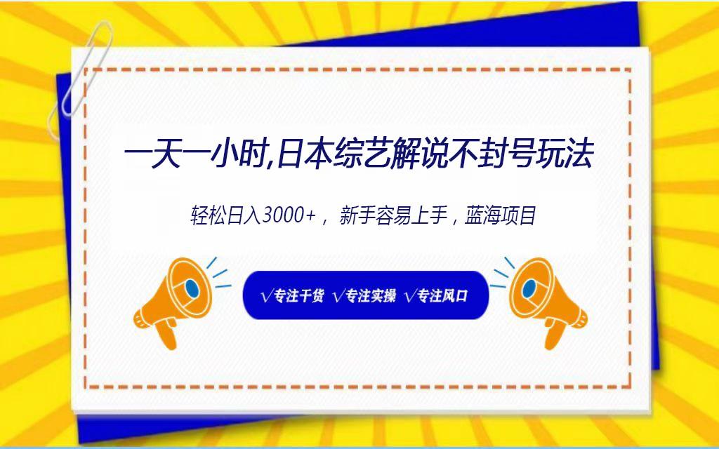 日本综艺解说不封号玩法，轻松日入1000+，全新赛道-南友云赚