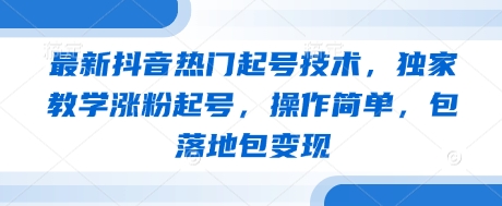 最新抖音热门起号技术，独家教学涨粉起号，操作简单，包落地包变现-南友云赚