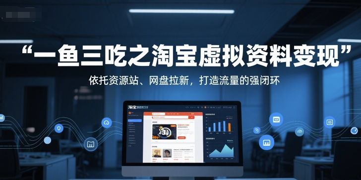 一鱼三吃之淘宝虚拟资料变现，依托资源站、网盘拉新，打造流量的强闭环-南友云赚