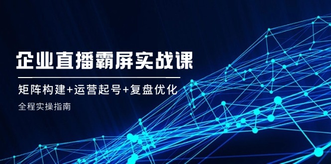 企 业 直 播 霸 屏实战课：矩阵构建+运营起号+复盘优化，全程实操指南-南友云赚