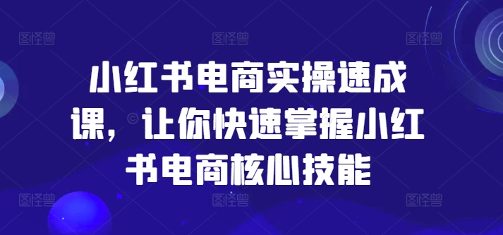 小红书电商实操速成课，让你快速掌握小红书电商核心技能-南友云赚