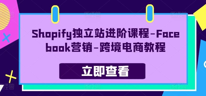 Shopify独立站进阶课程-Facebook营销-跨境电商教程-南友云赚
