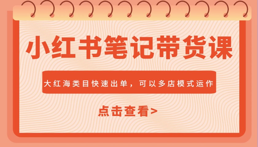 小红书笔记带货课，大红海类目快速出单，市场大，可以多店模式运作-南友云赚