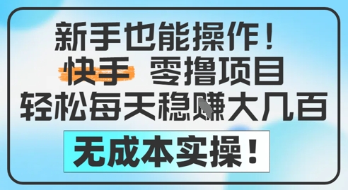 新手也能操作，快手零撸挣米，轻松每天挣2-5张，完全无成本-南友云赚