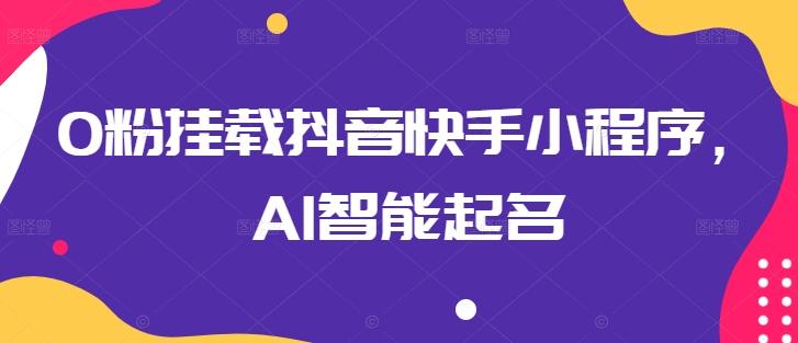 0粉挂载抖音快手小程序，AI智能起名-南友云赚
