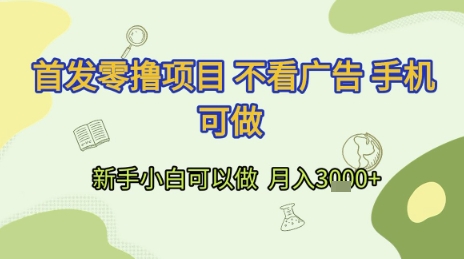 首发零撸项目 不看广告 手机可做 新手小白可以做  月入3k+【揭秘】-南友云赚