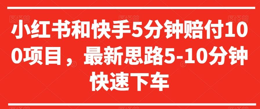 小红书和快手5分钟赔付100项目，最新思路5-10分钟快速下车【仅揭秘】-南友云赚