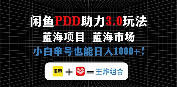 闲鱼卖拼多多助力项目，蓝海市场新手也能单号日入1000+-南友云赚