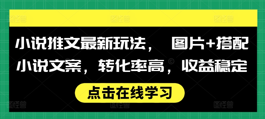 小说推文最新玩法， 图片+搭配小说文案，转化率高，收益稳定-南友云赚