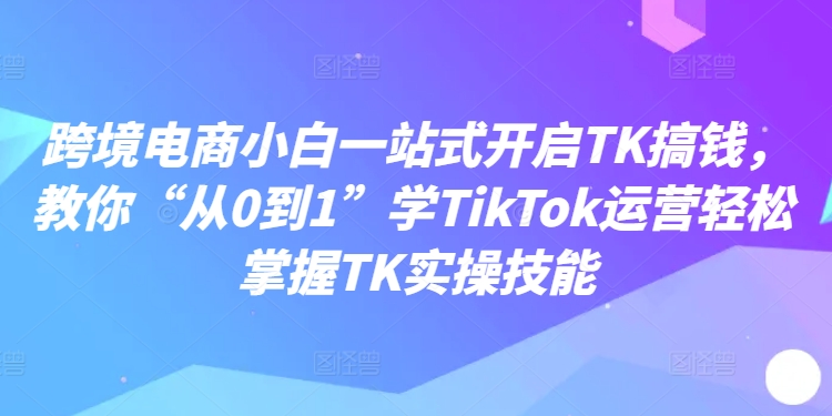 跨境电商小白一站式开启TK搞钱，教你“从0到1”学TikTok运营轻松掌握TK实操技能-南友云赚