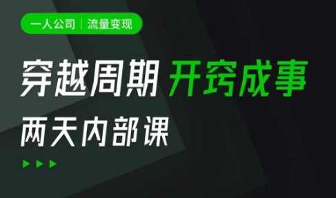 一人公司：流量变现课，一人公司的方法模型拆解， 拆解富人思维，流量思维，小老板思维等-南友云赚