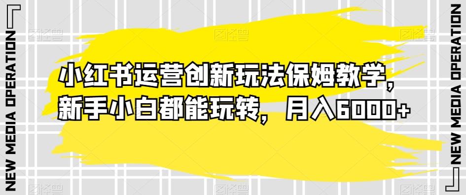小红书运营创新玩法保姆教学，新手小白都能玩转，月入6000+【揭秘】-南友云赚