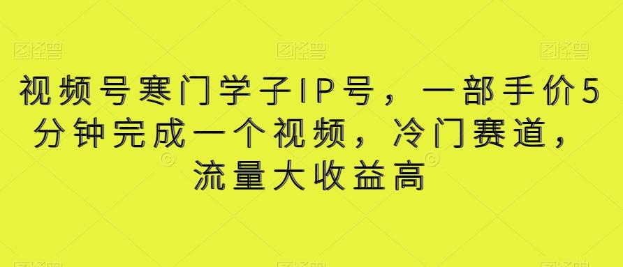 视频号寒门学子IP号，一部手价5分钟完成一个视频，冷门赛道，流量大收益高【揭秘】-南友云赚
