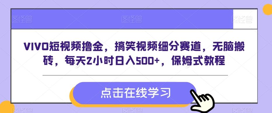 VIVO短视频撸金，搞笑视频细分赛道，无脑搬砖，每天2小时日入500+，保姆式教程-南友云赚
