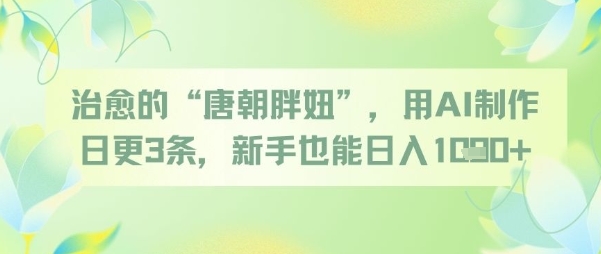 治愈的“唐朝胖妞”，用AI制作日更3条，新手也能日入多张-南友云赚