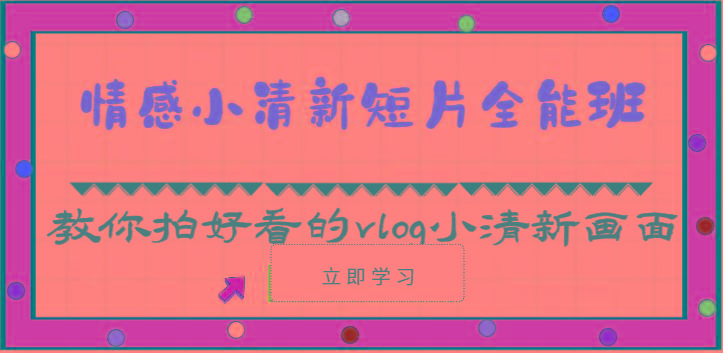 情感小清新短片全能班-教你拍好看的vlog小清新画面(30节课)-南友云赚