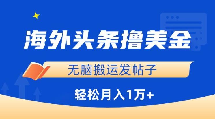 海外头条撸美金，无脑搬运发帖子，月入1万+，小白轻松掌握【揭秘】-南友云赚