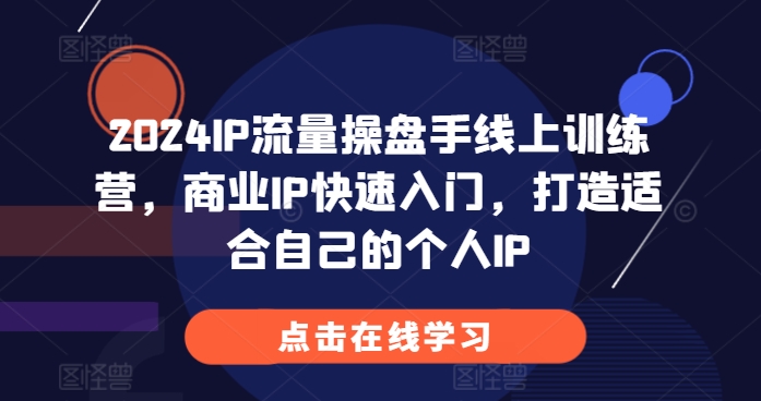 2024IP流量操盘手线上训练营，商业IP快速入门，打造适合自己的个人IP-南友云赚