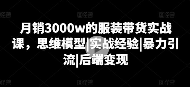 月销3000w的服装带货实战课，思维模型|实战经验|暴力引流|后端变现-南友云赚
