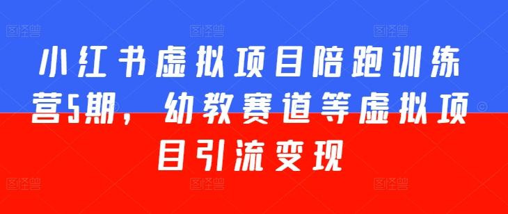 小红书虚拟项目陪跑训练营5期，幼教赛道等虚拟项目引流变现-南友云赚