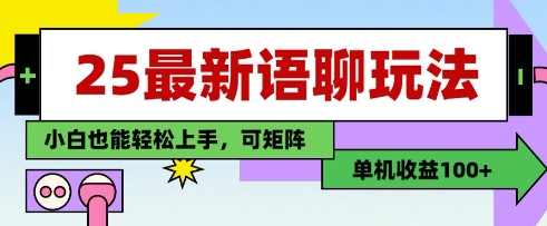 25年最新语聊玩法，纯手工，单机收益100+，小白也能轻松上手，可矩阵操作-南友云赚