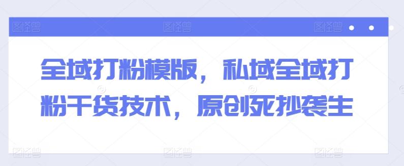 全域打粉模版，私域全域打粉干货技术，原创死抄袭生-南友云赚