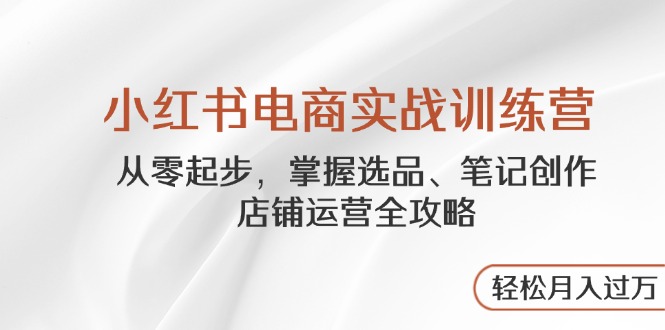 小红书电商实战训练营，从零起步，掌握选品、笔记创作、店铺运营全攻略…-南友云赚