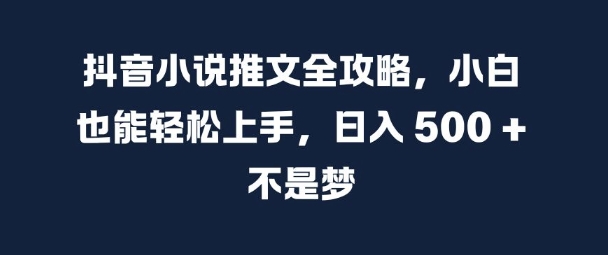 抖音小说推文全攻略，小白也能轻松上手，日入 5张+ 不是梦【揭秘】-南友云赚